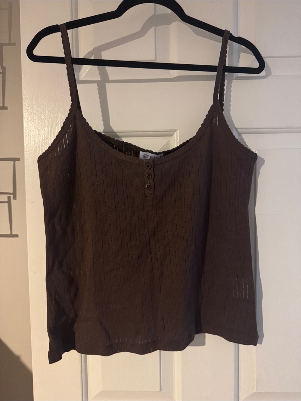Dior Chocolate Brown Ribbed Button-Front Camisole